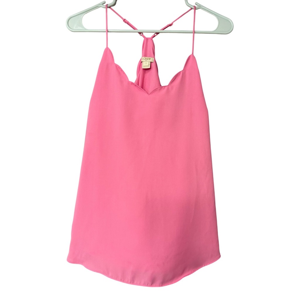 J.Crew Pink Scalloped V-Neck Racerback Camisole Tank Top Womens 4